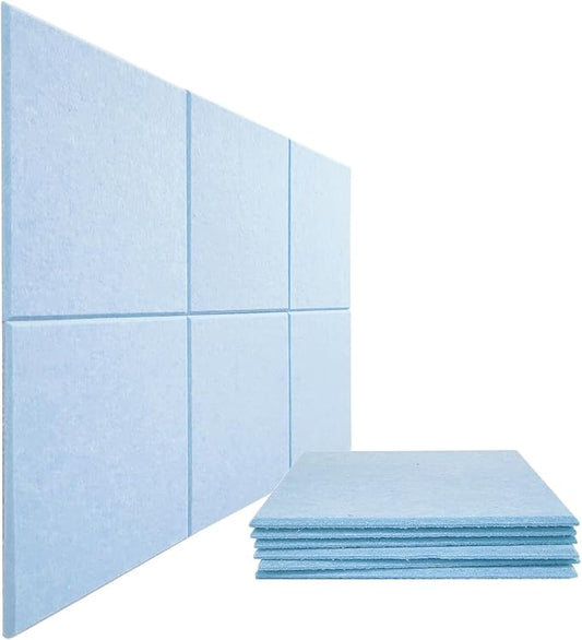 Large Cork Board Alternative, 11.8''x11.8'' 6 Pack Felt Bulletin Board with Safe Removable Adhesive Tabs, Connectable Felt Wall Tiles Bulletin Boards Cork Boards for Walls Pin Board Tack Board-Blue