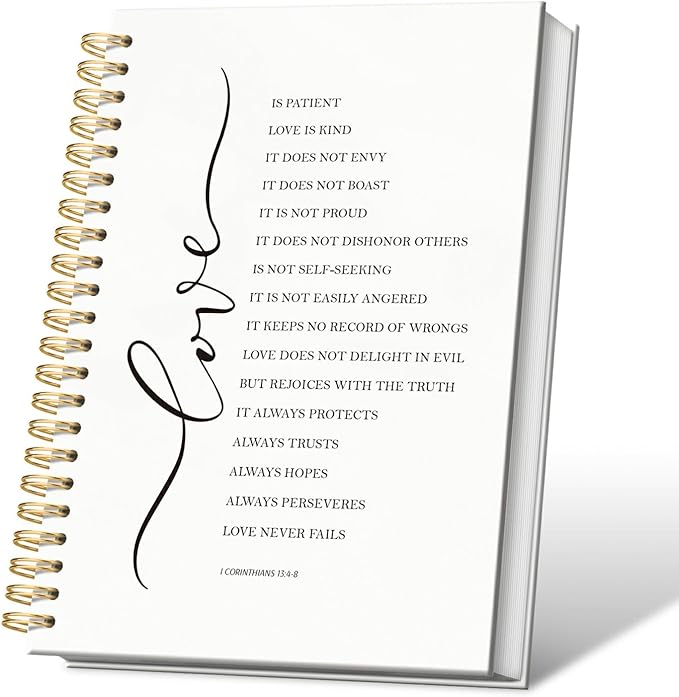 1 Corinthians 13:4-8 Christian Spiral Notebooks, Love Is Patient Love Is Kind Bible Verse Lined Notebook Hardcover, Religious Scripture College Ruled Notebook Journal for Writing, 5.5x8.3