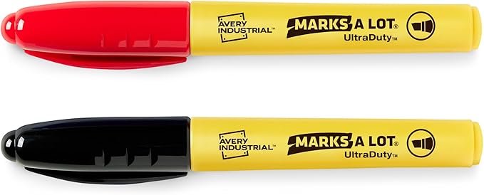Avery Marks A Lot UltraDuty Permanent Markers, Chisel Tip, Water Resistant, Assorted Colors, 2 Industrial Markers (29863)