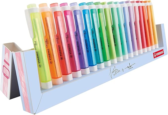 STABILO Highlighter swing cool - Deskset of 18-8 x Neon Colors + 10 x Pastel Colors, Portable, Clip Closure