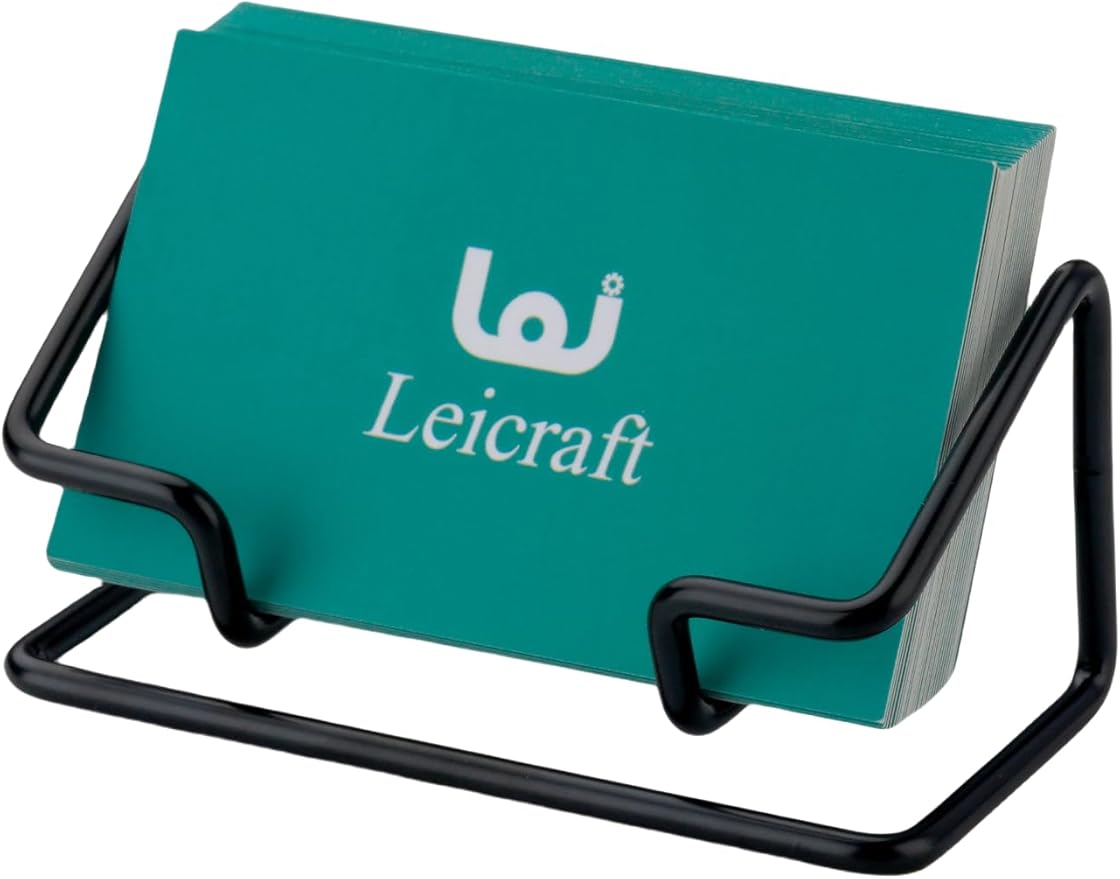 Business Card Holder for Desk, Cute Metal Card Organizers and Office Desk Accessories for Men and Women (Black)