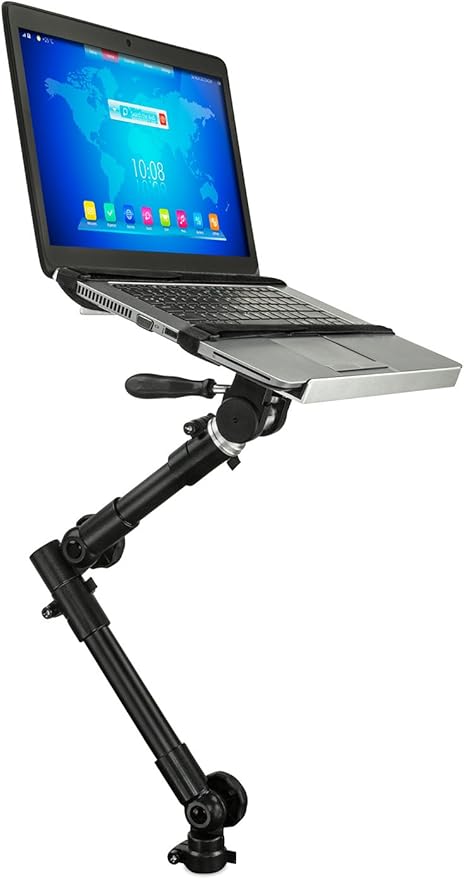 Mount-It! Car Laptop Mount, No-Drill Passenger Seat Laptop Stand for 12–15.4 Inch Laptops up to 9 lbs, Height Adjustable Full Motion Vehicle Laptop Mount