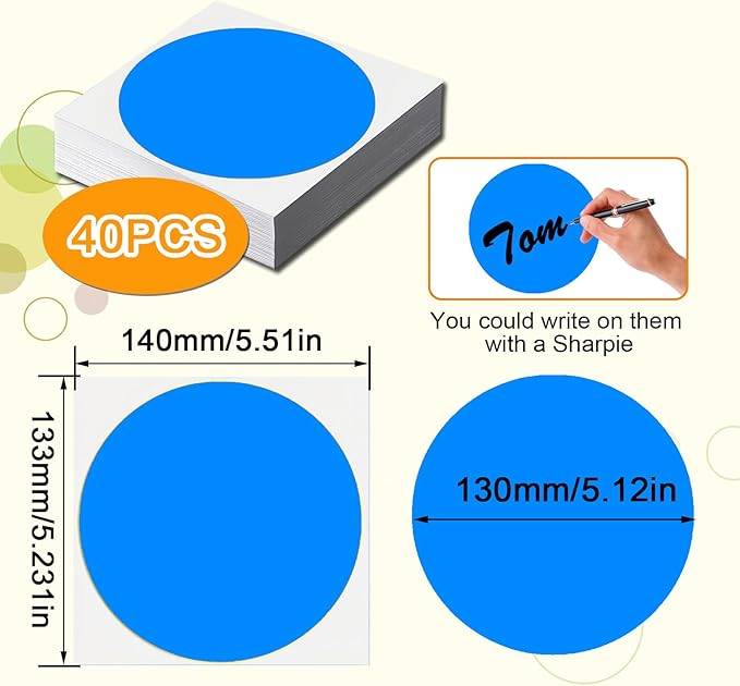 Classroom Floor Stickers Floor Marker Dots, 40Pcs Carpet Spot Markers Line Up Dots Spots, Carpet Circles Carpet Dots for Classroom Decoration Table Teacher Supplies (Blue)