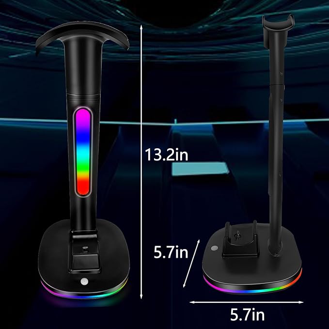 Charger Dock for Switch Pro Controller, JDGPOKOO Charger with RGB Headphone Stand for Nintendo Switch & OLED, Charging Dock Station with 2 USB Charging Ports and Headset Stand, Black