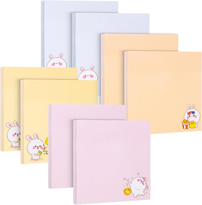 Mr. Pen- Sticky Notes, 3”x3”, 8 Pads, 400 Sheets, Cute Rabbit Sticky Notes