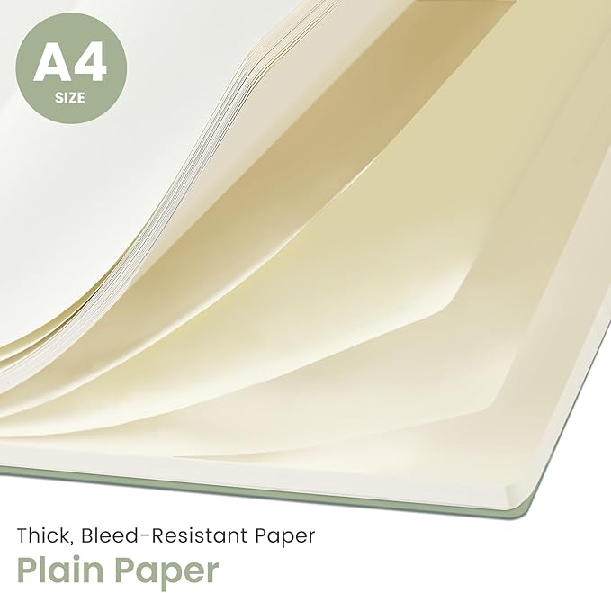 Taja Spiral Blank Notebook, 8.5"x11" Notebooks for Work, Large A4 Journal for Women & Men, Sketch Journal, Journaling Notebook for Writing, Plastic Cover Spiral Journal, Green