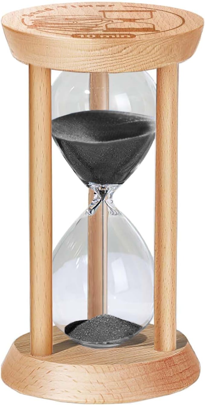 1 Minute Hourglass, 1 Min Wooden Sand Timer, Wood Sand Watch, One Minute Mini Hour Glass, Reloj De Arena, Small Sandglass for Toothbrush Timer, Cooking, Decorative, Work, Game, Gift, Black