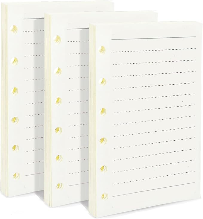 A7 Planner Refill, 3 Pack 135 Sheets/270 Pages, Planner Refill, Writing Paper, A7 Size, 6 Hole Binder Journal Notebook