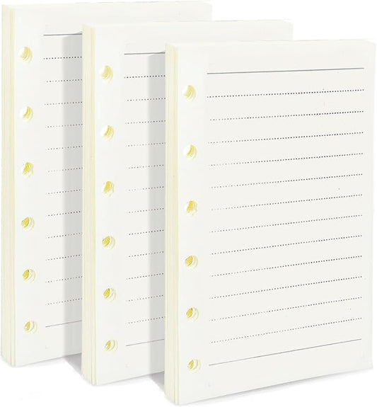 A7 Planner Refill, 3 Pack 135 Sheets/270 Pages, Planner Refill, Writing Paper, A7 Size, 6 Hole Binder Journal Notebook