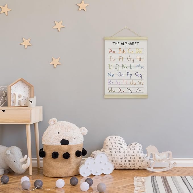 Zyoge Alphabet Poster Hanger Frame, Educational Learning Poster Frames Artwork Canvas Wall Art Prints, ABC Alphabet Wall Decor Art Prints Hanging For Nursery Playroom Classroom 12x16 Inch - 28
