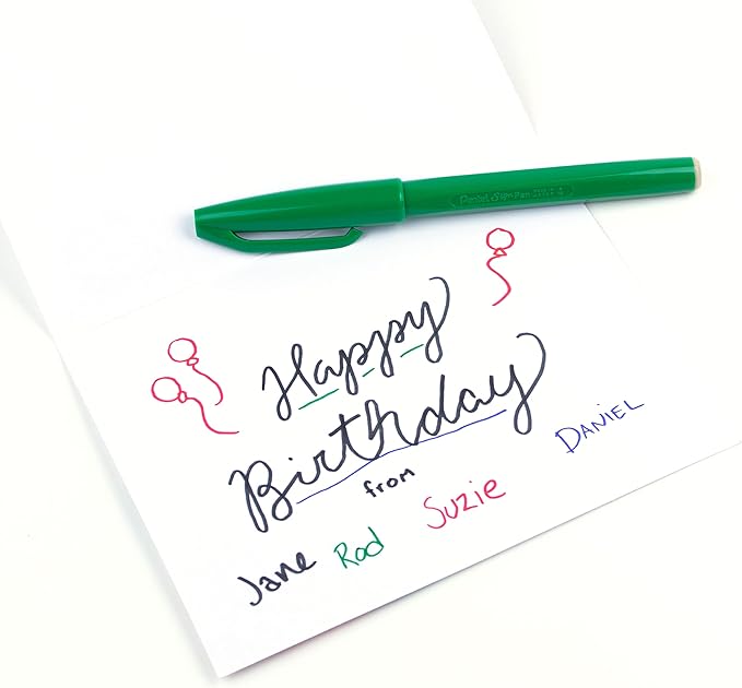Pentel Sign Pen Fiber-Tipped Pen, Green Ink, Box of 12 (S520-D)