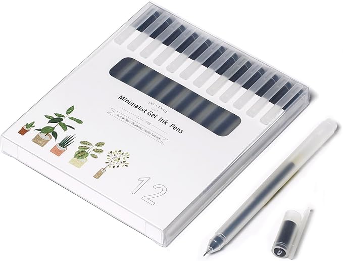 OBE WISEUE Fine Point Smooth Witing Rollerball Teacher Pens,Black Ink Bullet Pen Tip 0.5mm Point Ultra Light Writing Japanese Style Pens for Journaling Note Taking Drawing,12 Count