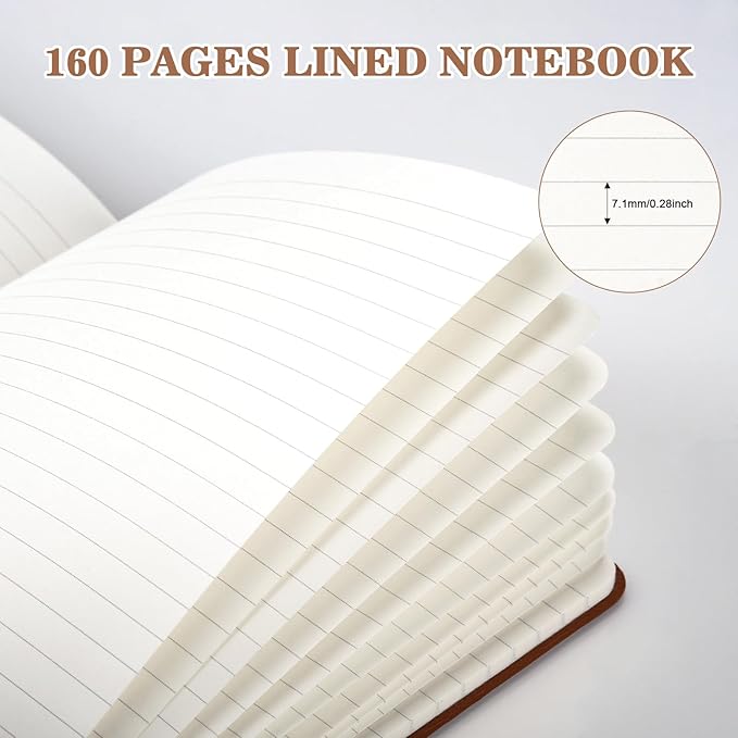 OMEYA 4 Pack Lined Journal Notebooks for Work, 100gsm Thick Paper, 5.7"x 8.3", College Ruled A5 Notebook Bulk, Leather Journal for Writing, Hardcover Notebooks for School, Office, Journal for Men