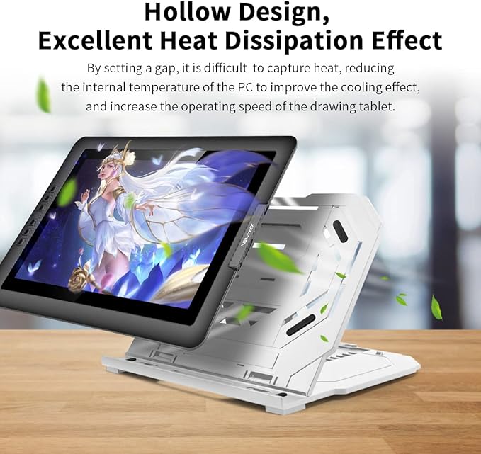 Drawing Tablet Stand, Foldable Stand for Laptop or Tablet Display, 9 Levels Adjustable Angles with a Built-in Phone Holder, for 12-17 inch Drawing Tablets, Smartphones
