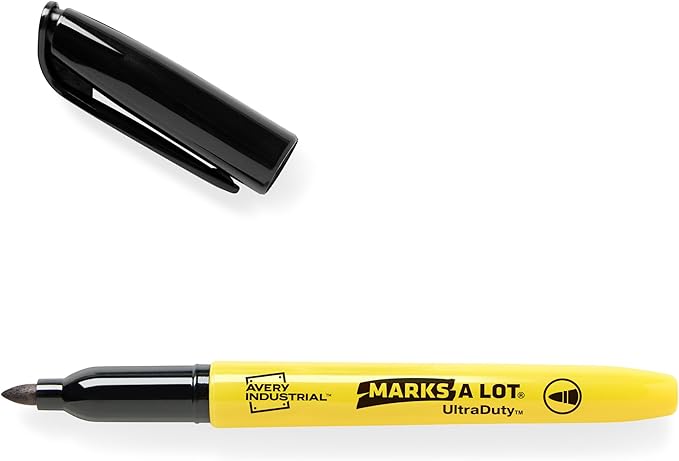 AVERY Marks A Lot UltraDuty Permanent Markers, Bullet Tip, Water Resistant, 1 Black Industrial Marker (29843) (Pack of 2)