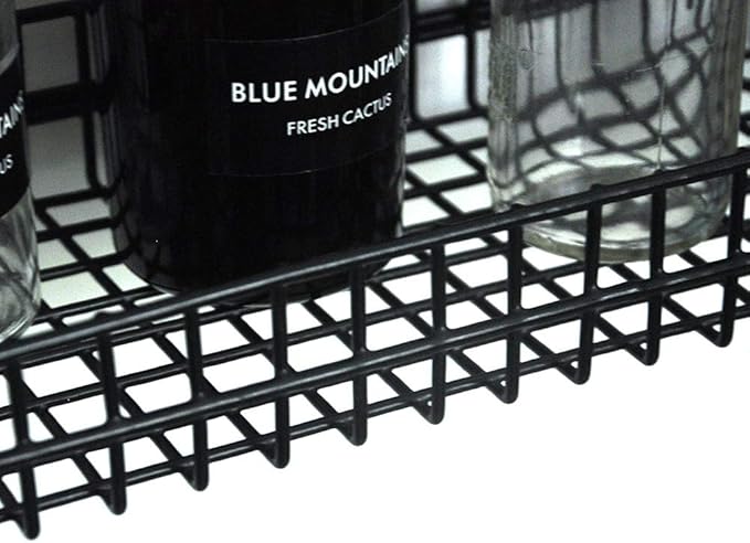 Black Metal Wire Hanging Basket, Multifunction Creative Mesh Wall Grid Holder Storage Organizer Plant Holder Shelf Flower Pots Black Coated