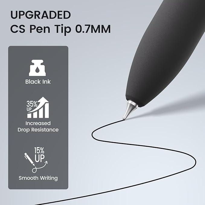 8Pcs Black Gel Pens - 0.7mm Medium Point Black Ink Pens | Smooth Writing - Quick Drying Retractable Pen for Men Women (Classic - 8Pcs)