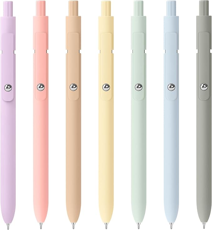 Gel Pens, 7pcs 0.5mm Quick Dry Black Ink Fine Point Smooth Writing Pens, Cute Teacher Work Desk Accessories Office School Supplies Gifts for Men Women Student Nurse, Valentines Day Gifts for Kids