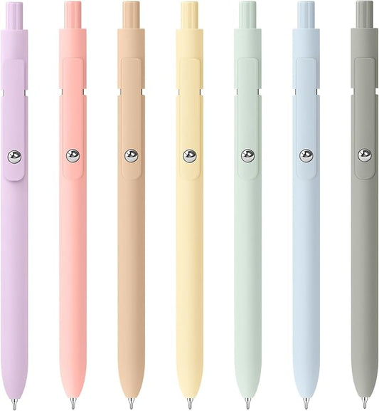 Gel Pens, 7pcs 0.5mm Quick Dry Black Ink Fine Point Smooth Writing Pens, Cute Teacher Work Desk Accessories Office School Supplies Gifts for Men Women Student Nurse, Valentines Day Gifts for Kids