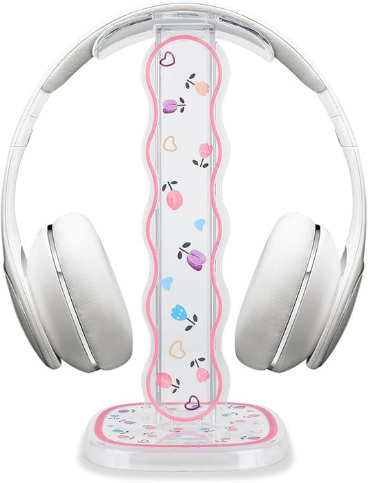 CamyCosy Headphone Holder for Desk, Gaming Headset & Earphone Stand with Tulip Flowers Pattern