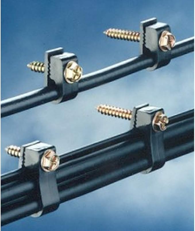 (TM) Flex Single Coaxial Cable Clips, Cat6, Electrical Wire Cable Clip, 1/4 in (6 mm) Screw Clip and Fastener, Black (100 Pieces per Bag)
