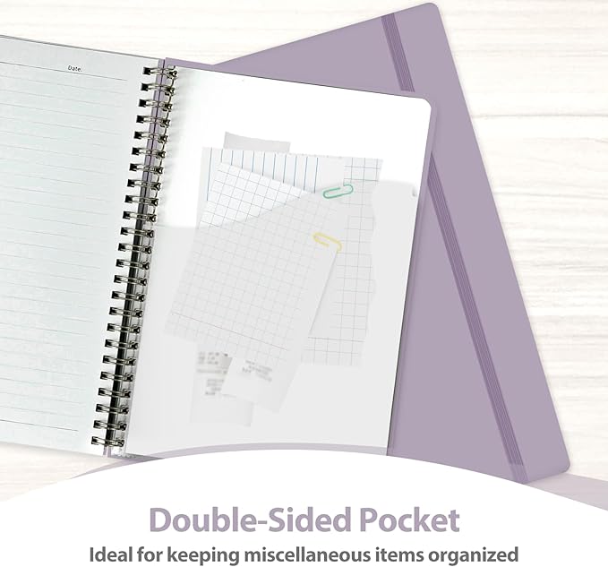VALOME Journaling Notebooks, A5 Lined Spiral Notebook for Women & Men, 146 Pages College Ruled Hardcover Note Book for Work, Note Taking, Journaling, School, Writing (Purple)