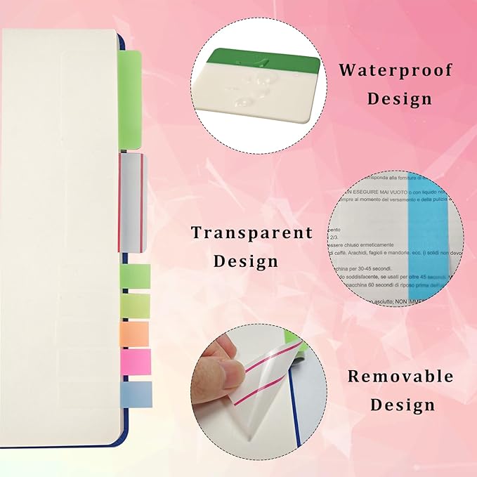 580 Pcs Sticky Index Tabs, 2 Inch Writable Page Markers, Colorful Repositionable Self-Adhesive Tabs for Books, Binders, Notebooks, File Folders and Classifying Documents (25 Sheets 12 Colors)