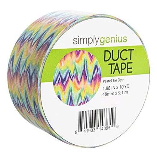 Simply Genius (Single Roll) Patterned Duct Tape Roll Craft Supplies for Kids & Adults Scrapbook Supplies - Colored Duct Tape for Scrapbooking, and Pastel Tie Dye