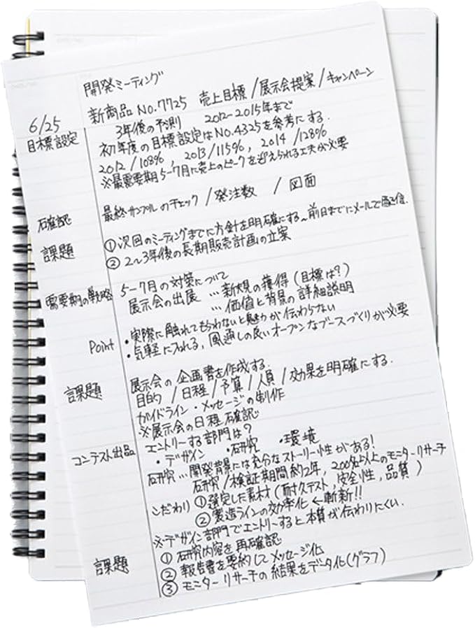 Maruman Mnemosyne Lined Notebook- A4, 11.69" x 9.25", 70 Sheets / 140 Pages, 7mm College Ruled Journal, Perforated Pages & Wire-Bound to Lay Flat, Black, Made in Japan