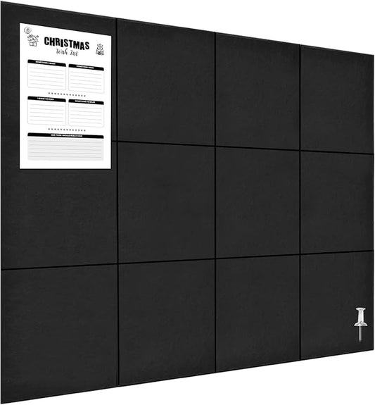 Large Cork Board for Wall 47" x 35", Bulletin Board, 12 Pack Felt Wall Tiles with 80 Pushpins, Cork Boards for Office Pin Board Tack Board Cork Boards