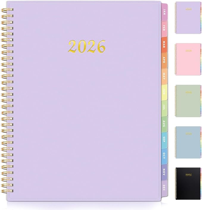 2026 Planner, Annecy Weekly ＆ Monthly Planner 2026, Jan. 2026 – Dec. 2026, 8.5" x 11" Monthly Agenda Planner with Tabs, Waterproof Flexible Cover, Spiral Binding, Double-sided Pocket, Bookmark, Purple
