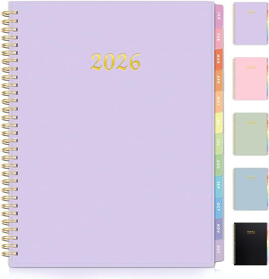 2026 Planner, Annecy Weekly ＆ Monthly Planner 2026, Jan. 2026 – Dec. 2026, 8.5" x 11" Monthly Agenda Planner with Tabs, Waterproof Flexible Cover, Spiral Binding, Double-sided Pocket, Bookmark, Purple