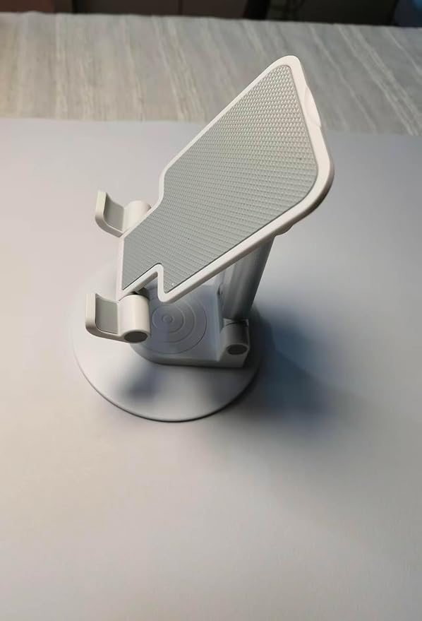 Cell Phone Stand, 360 Rotating Phone Stand, Fully Adjustable and Foldable Desktop Phone Stand. The Base of The Stand is Suitable for All Types of Mobile Phones. (White)
