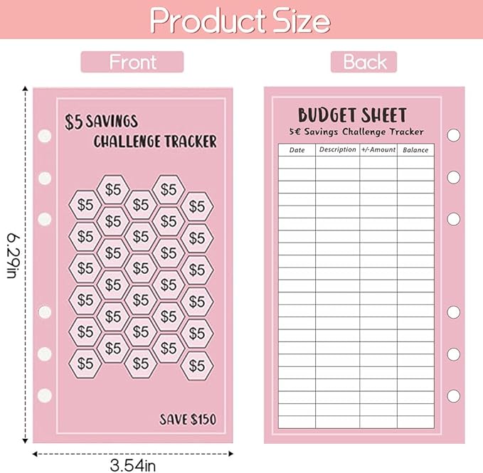 48 Sheets 100 Envelopes Money Saving Challenge Binder Trackers, 6 Ring A6 Binders Savings Challenge Trackers Cards for Budget Planner, Multiple Budget Sheets for Cash Stuffing