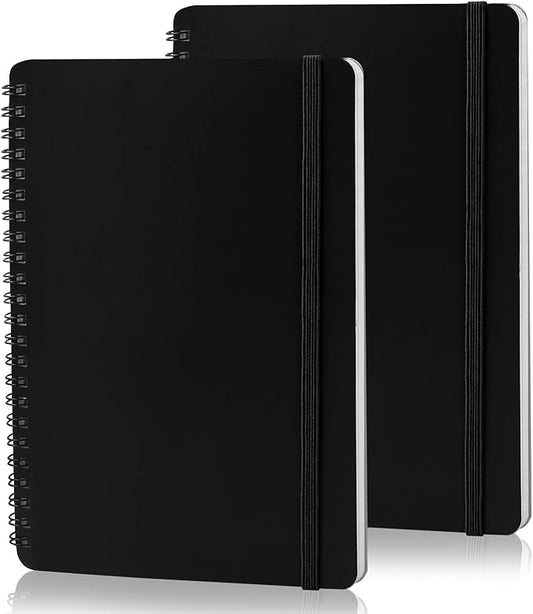 Utron Spiral Notebook For Women & Men, 2PCS Spiral Journal Notebooks, 5.9 x 8.3” College Ruled Notebook For Work Notes, Journal Writing, And Daily Life Entries (Black)