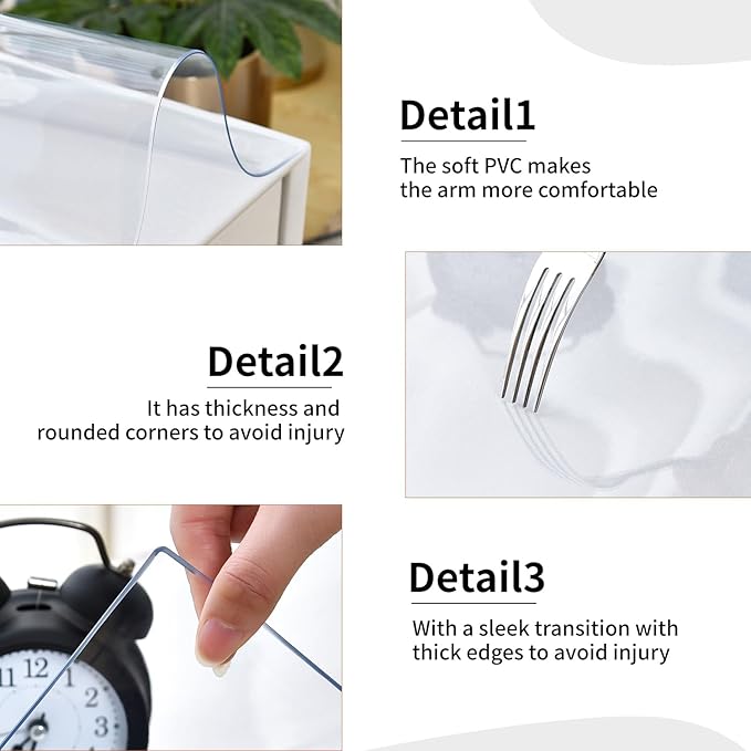 Clear Desk Mat, Non-Slip PVC Desk Protector Mat with Round Edge, Heat Resistant & Waterproof Clear Desk Writing Mat for Home and Office (47.2"*15.7")