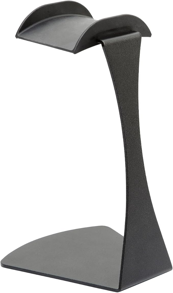 K&M Konig & Meyer 16075.000.56 Headphone Table Free-Standing Holder | Protective Rubber Padded Arm | Slip-Resistant Base | Black Structured Surface | Steel Design | Headset Accessory | German Made
