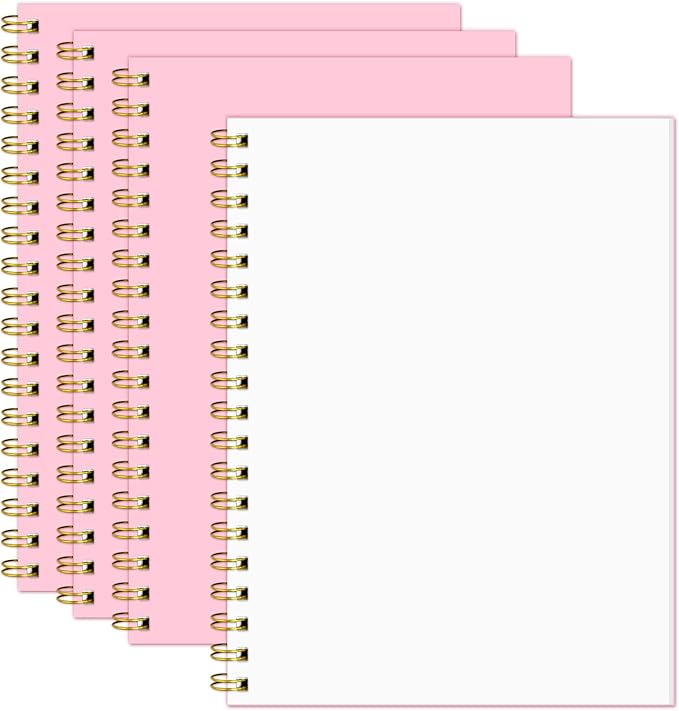 Blank Spiral Notebook B5 Pink Hardcover Sketch Book -7.48" X 10.18" 4 Pack unlined Journal for Drawing,160 Pages 100GSM Thick Paper for Note Taking School Office