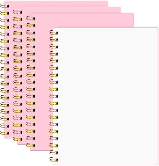 Blank Spiral Notebook B5 Pink Hardcover Sketch Book -7.48" X 10.18" 4 Pack unlined Journal for Drawing,160 Pages 100GSM Thick Paper for Note Taking School Office