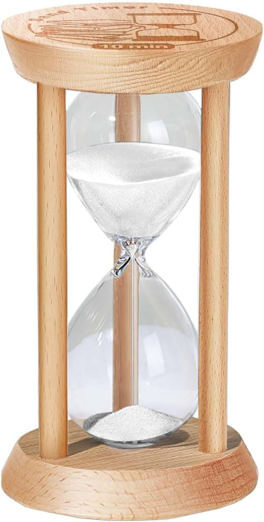 1 Minute Sand Timer Hourglass, 1 Min Wooden Sand Clock, One Minute Wood Hour Glass, Mini Reloj De Arena, Small Sandglass for Toothbrush Timer, Cooking, Decorative, Work, Game, Gift, White