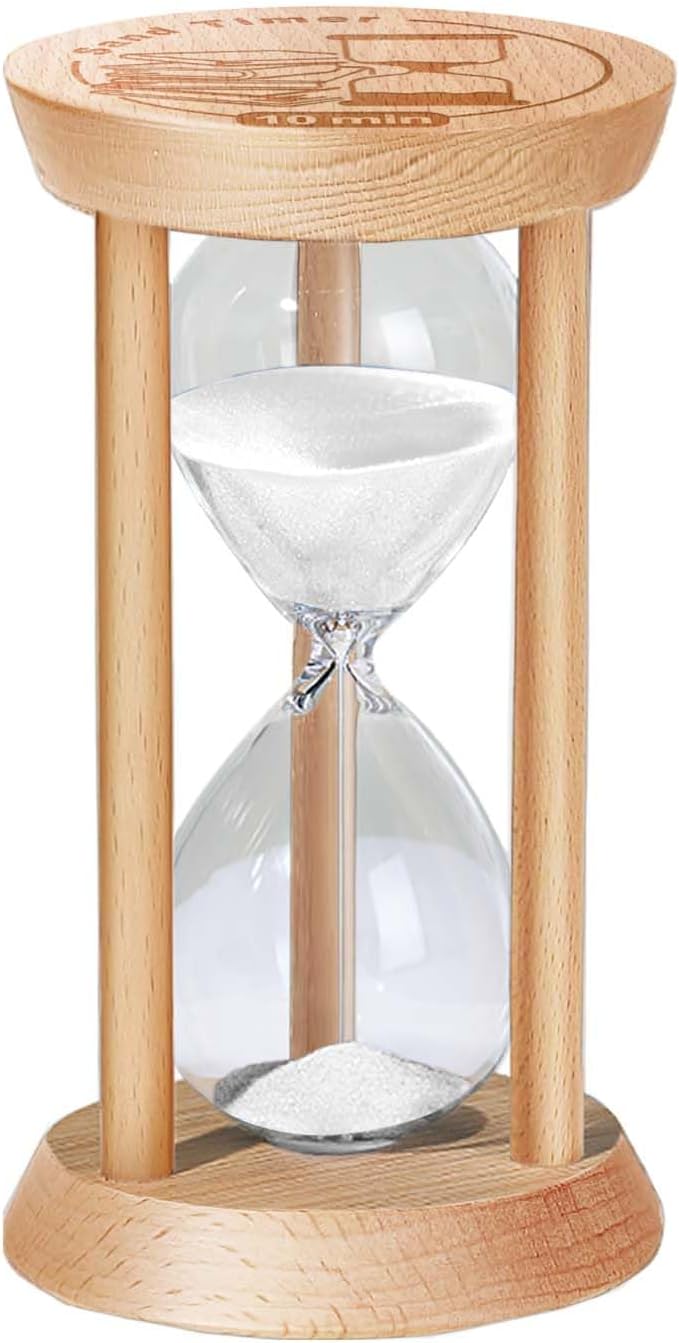 5 Minute Sand Timer Hourglass, 5 Min Wooden Sand Clock, Five Minute Wood Hour Glass, Mini Reloj De Arena, Small Sandglass for Toothbrush Timer, Cooking, Decorative, Work, Game, Gift, White
