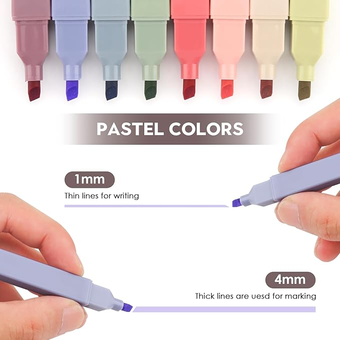 YISAN Highlighters Assorted Colors No Bleed,Book Pastel Highlighters Bible Pens,Soft Tip for Journal,Aesthetic,Vintage,70979