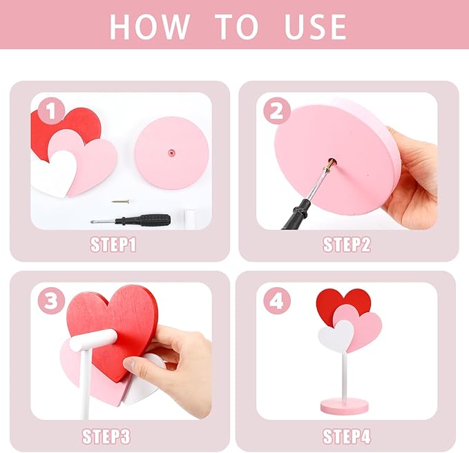 Yookeer Red Heart Headphone Stand Decor Cute Wood Headphone for Gamer Room Office Desk Gifts for Girlfriend Office Worker, Valentine's Day Gamer Gifts for Women