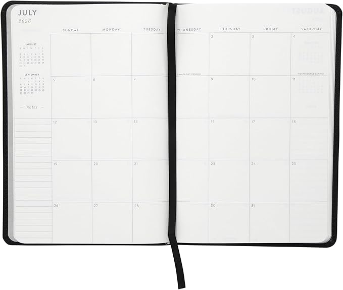 WORLD TRAVELER 2026 Planner - Weekly and Monthly Planner - 6x8 Planning Notebook & Calendar Agenda with Pen, Black Textured