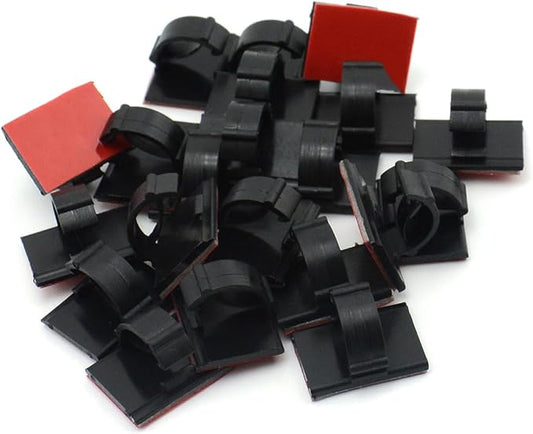 Self Adhesive Cable Clips Clamps Zip Car Wire Tie Mount Drop Wire Holder Suits Charging Cable Managment/Dash Cam/Rear Camera Used with Car/Motor/Office/Home (20PCS)