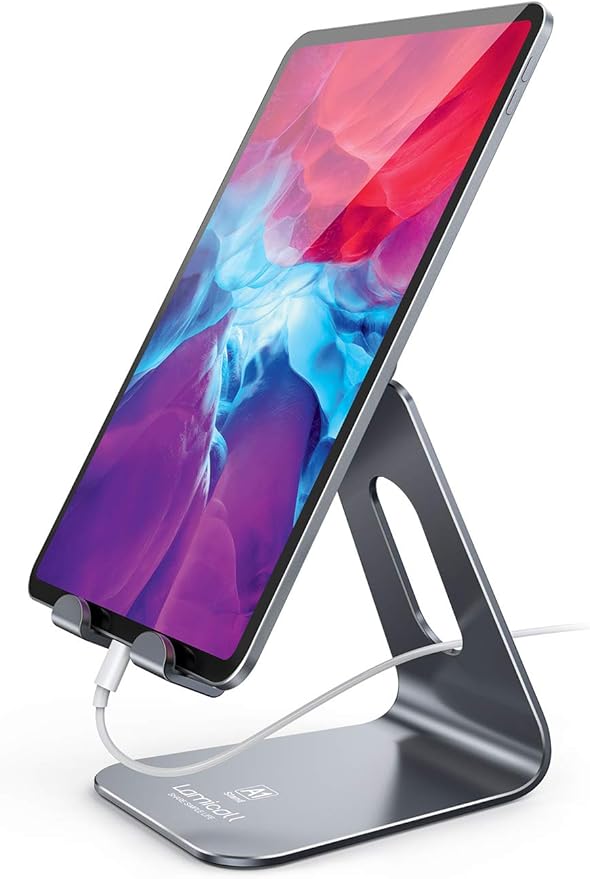 Lamicall Tablet Stand, Tablet Holder for Desk - Multi-Angle Adjustable Tablet Desktop Dock Gifts, Compatible with iPad Pro 11, 12.9, Air, Mini, Fire HD, Galaxy Tab, and Other 4-13" Tablets, Gray