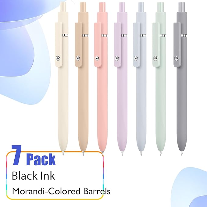 Vanhench 7Pcs 0.5mm Black Ink Gel Pens Fine Point Smooth Writing Quick Dry Pen for Journaling Note Office Desk Nurses Teacher School Supplies Essentials, Cute Easter Basket Stuffers Gift for Women Men