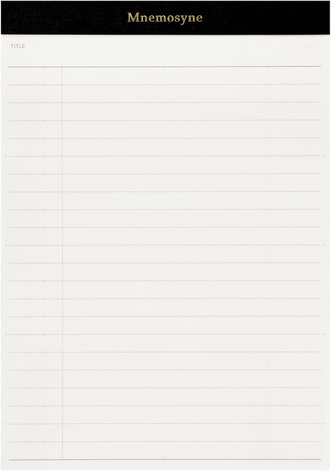 Maruman Mnemosyne Legal Pad- A5, 8.27" x 5.83", 50 Sheets / 100 Pages, 8mm Wide Ruled Refill Notepad, Perforated Pages, Vertical Binding, With Paper Made in Japan
