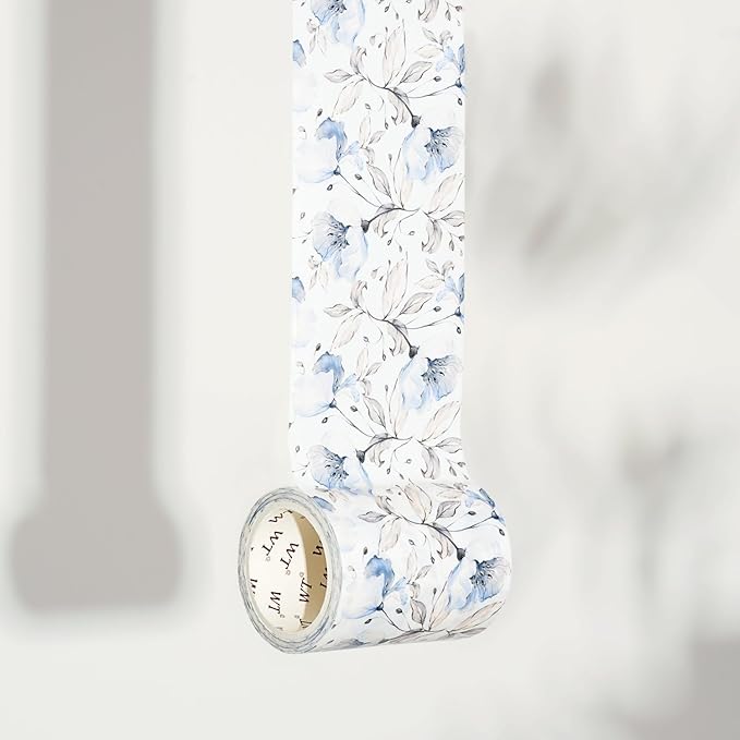 WT Azalea Bloom Wide Washi Tape, Single Roll, Original Watercolor Floral Designs, 60mm Wide, Decorative Masking Tape for Journals, Bujo Planners, DIY Crafts, Scrapbook, Adhesive Wrapping Tape