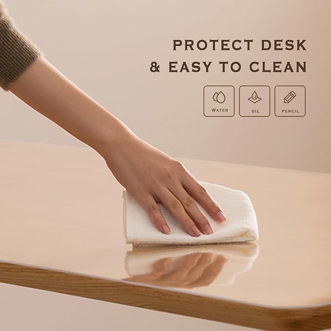 Clear Desk Mat Frosted, Clear Desk Pad 24 x 17 in, Desk Protector Mat for Office & Home Working, Table Protector Anti-Water & Heat Resistant